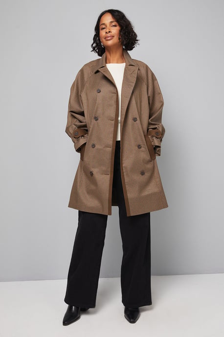 Brown Check Collared Coat - Image 4