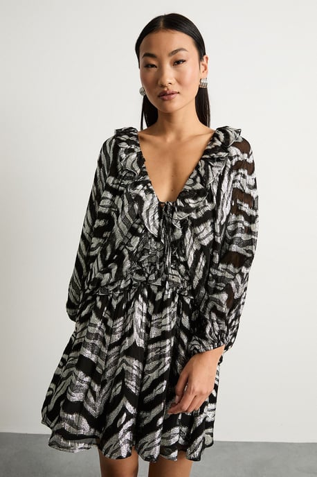 Petite Viscose Zebra Jacquard Skater Dress - Image 2