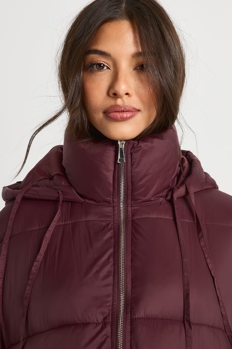 Hooded Cinched Waist Puffer Jacket - Image 4