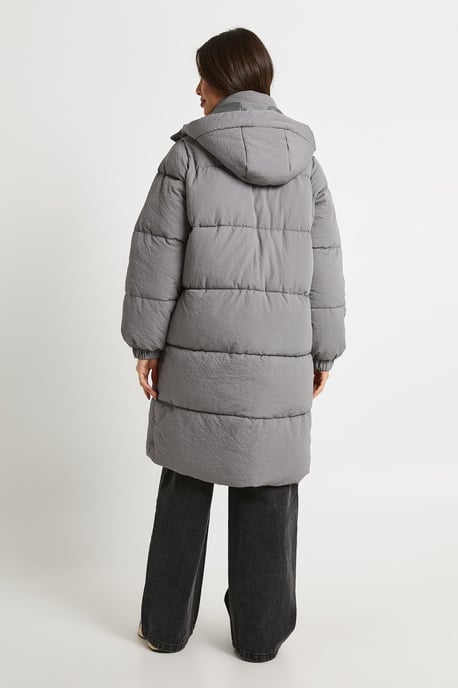 Textured Hooded Maxi Puffer - Image 2