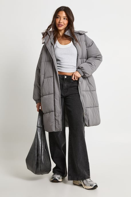 Textured Hooded Maxi Puffer - Image 3
