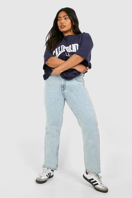 Plus Light Acid Wash Mom Jeans - Image 3