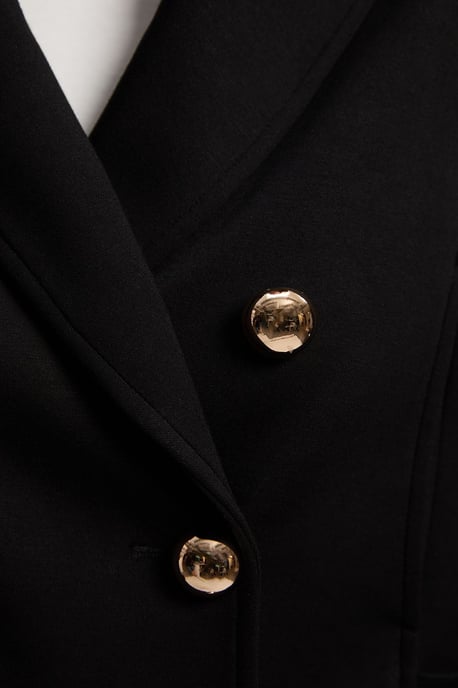 Scuba Military Collar Button Detail Cropped Jacket - Image 3