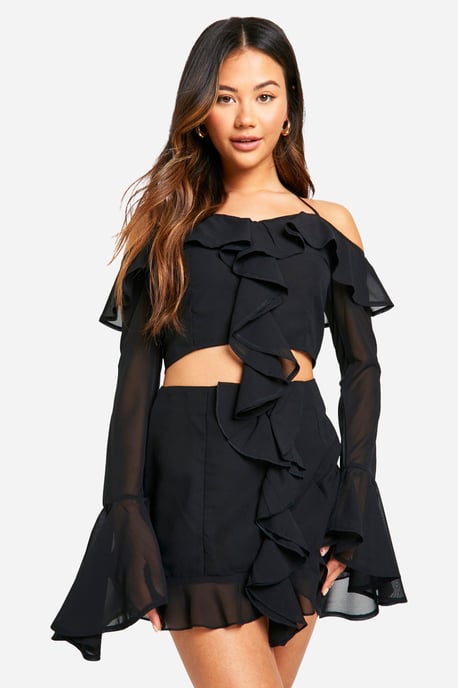 Chiffon Ruffle Front Mini Skirt - Image 1