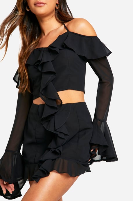 Chiffon Ruffle Front Mini Skirt - Image 4