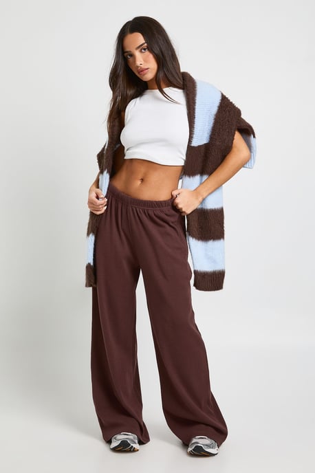 Petite Rib Wide Leg Trouser - Image 1