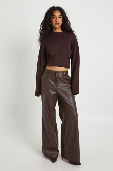 Faux Leather Wide Leg Trouser - Image 3