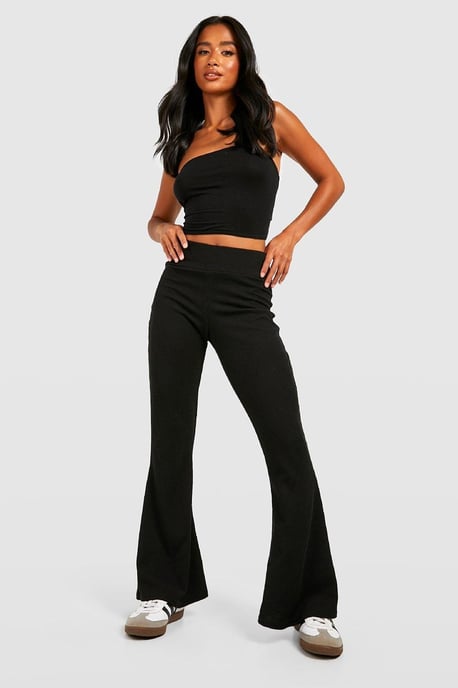 Petite Crinkle Rib Thick Waistband Flares - Image 1