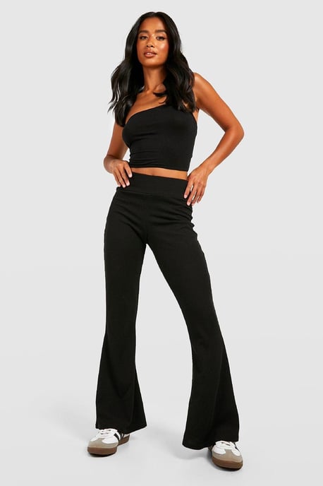Petite Crinkle Rib Thick Waistband Flares - Image 2