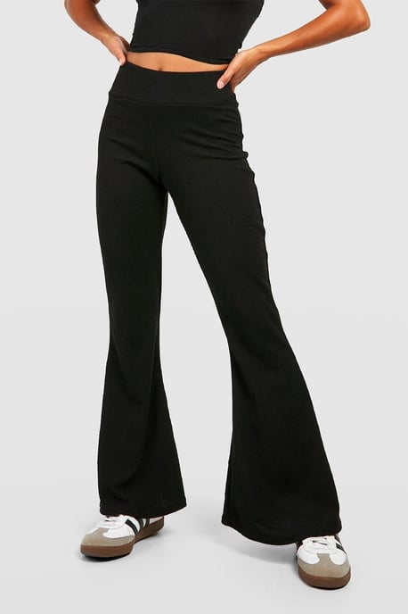 Petite Crinkle Rib Thick Waistband Flares - Image 3