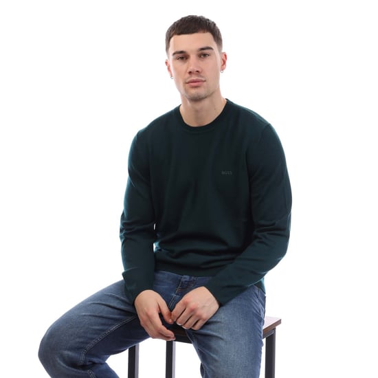 Men's Boss Bagritte-E Extra-Fine Merino Sweater in Green - Image 4