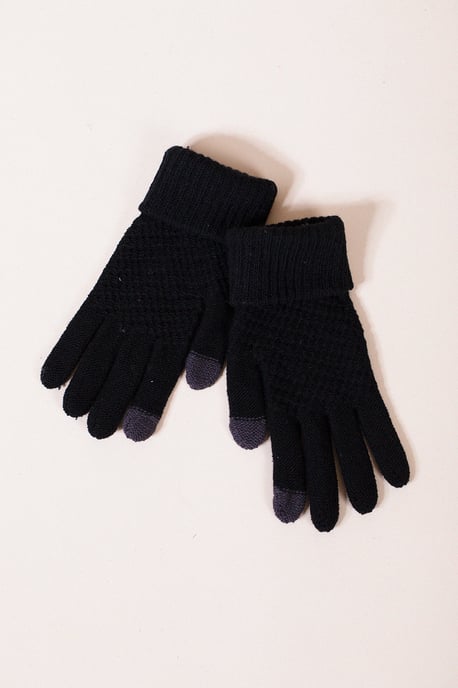 Basic Touch Screen Knitted Gloves In Black - Image 2