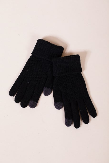 Basic Touch Screen Knitted Gloves In Black - Image 3