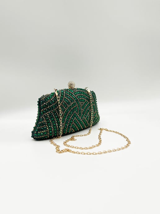 Embellished Clutch Bag In Green - Image 2