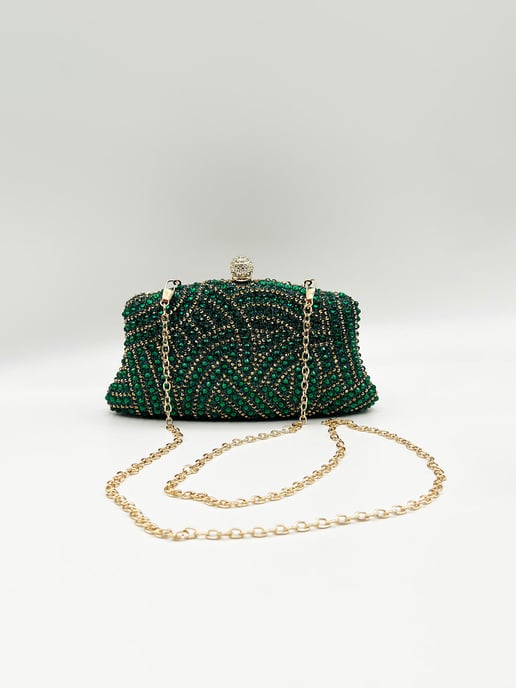 Embellished Clutch Bag In Green - Image 4