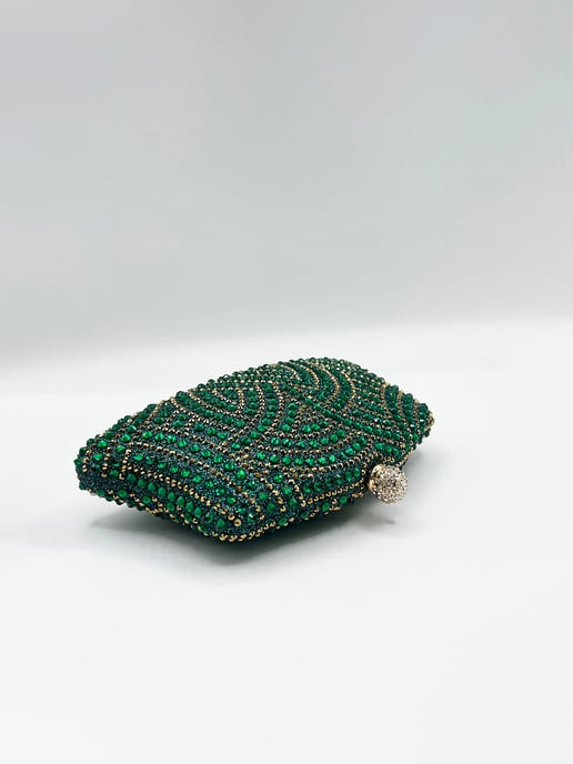 Embellished Clutch Bag In Green - Image 5