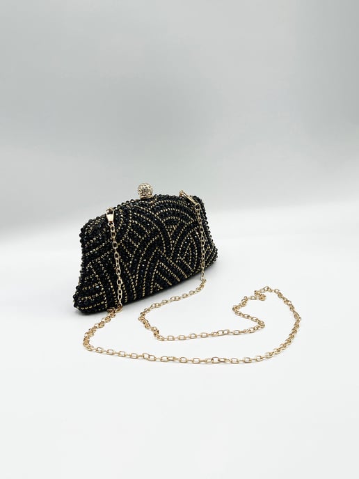 Embellished Clutch Bag In Black - Image 4