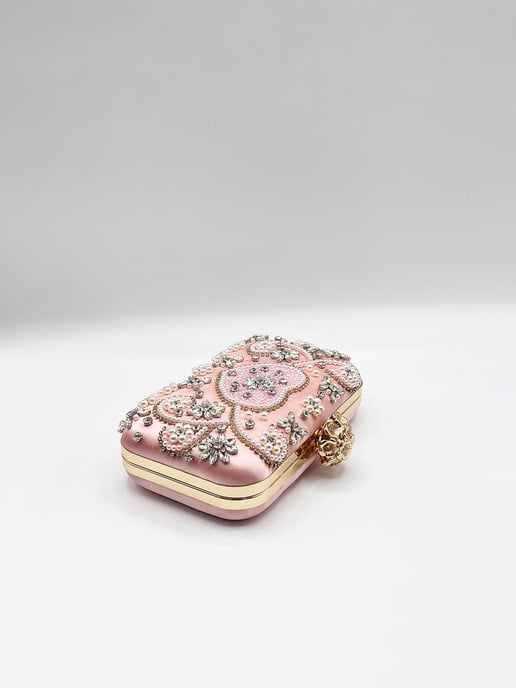 Embellished Heart Clutch Bag In Pink - Image 5
