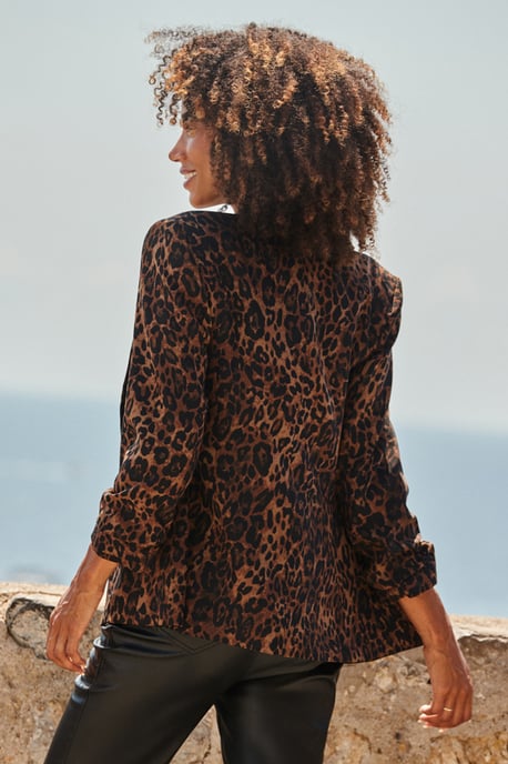 Leopard Print Single Breasted Blazer - Image 2