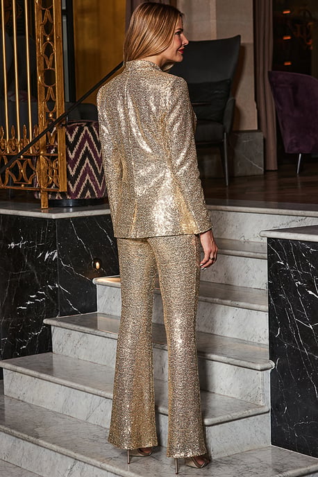 Gold Sequin Single Breasted Blazer - Image 3