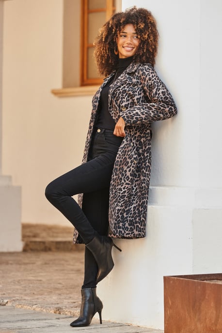 Leopard Print Trench Coat - Image 1