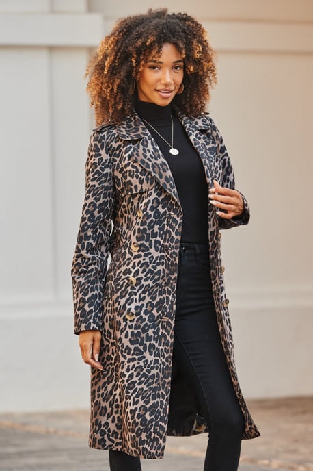 Leopard Print Trench Coat - Image 3