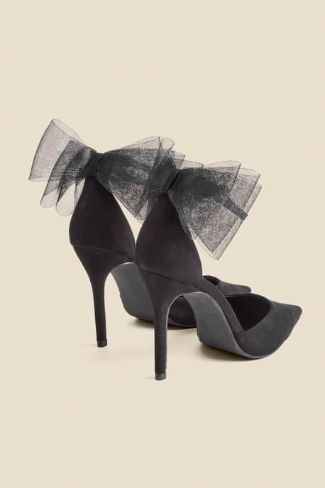 Black Bow Detail Ankle Strap Court Shoes - Image 5