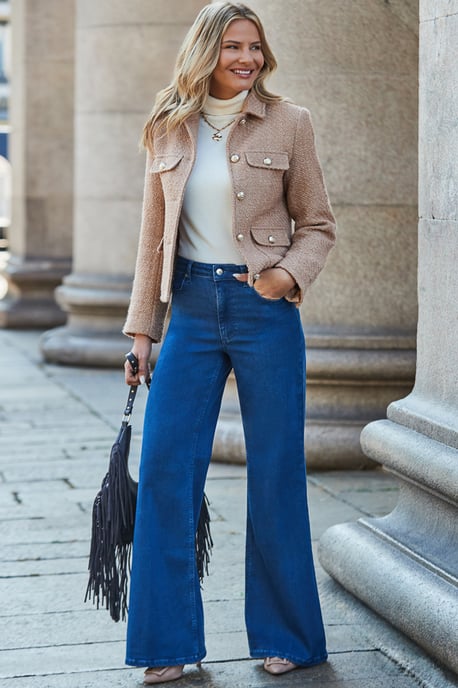 Camel Boucle Pocket Detail Jacket - Image 2