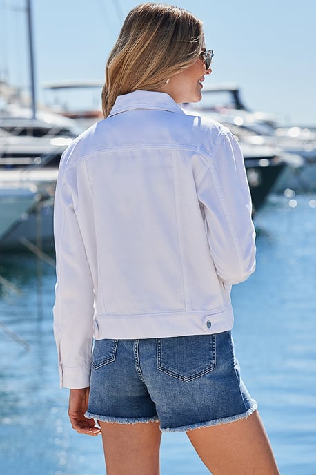 White Relaxed Fit Denim Jacket - Image 4