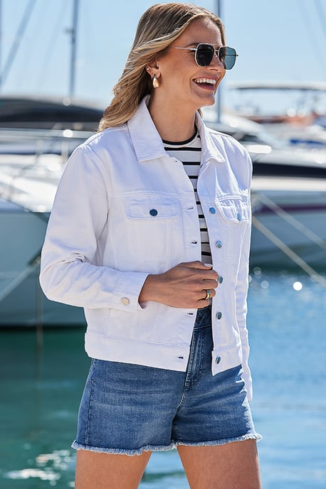 White Relaxed Fit Denim Jacket - Image 5