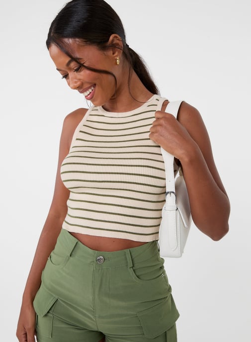 Stripe Crop Vest Top - Image 1