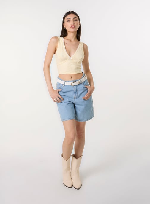 V Neck Lace Crop Top - Image 3