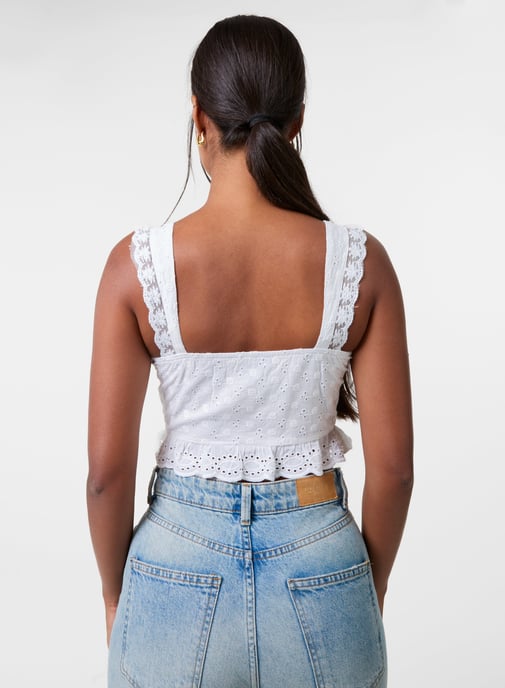 Broderie Frill Crop Top - Image 4