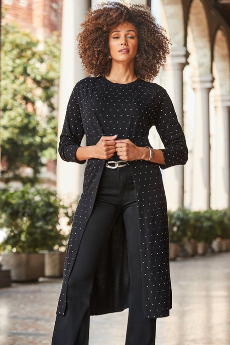 Black Embellished Longline Cardigan - Image 2