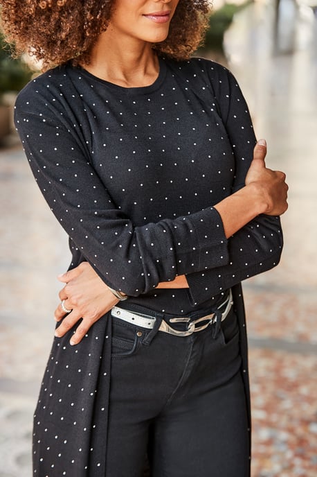 Black Embellished Longline Cardigan - Image 3