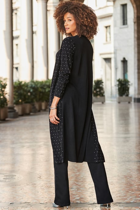 Black Embellished Longline Cardigan - Image 5