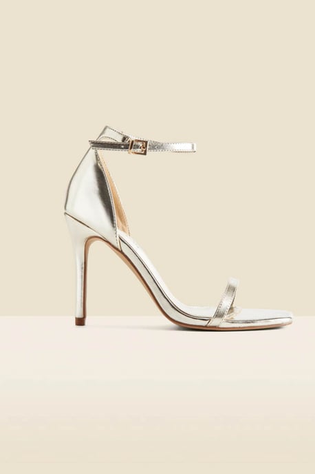 Gold Square Toe Barely There Sandals - Image 2