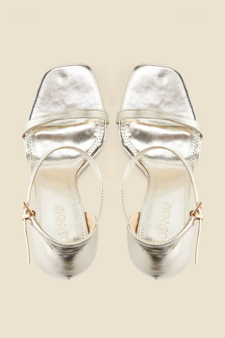 Gold Square Toe Barely There Sandals - Image 4