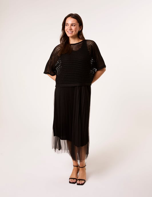 Crochet Top Pleat Dress - Image 1