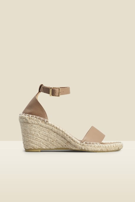 Poesy Taupe Leather Wedge Espadrille - Image 2