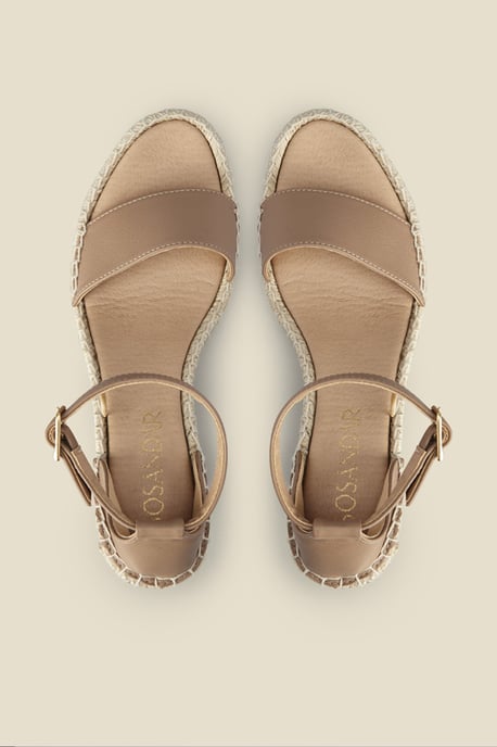 Poesy Taupe Leather Wedge Espadrille - Image 3