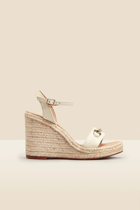 Carina Ivory Leather Snaffle Trim Wedge Espadrille - Image 2