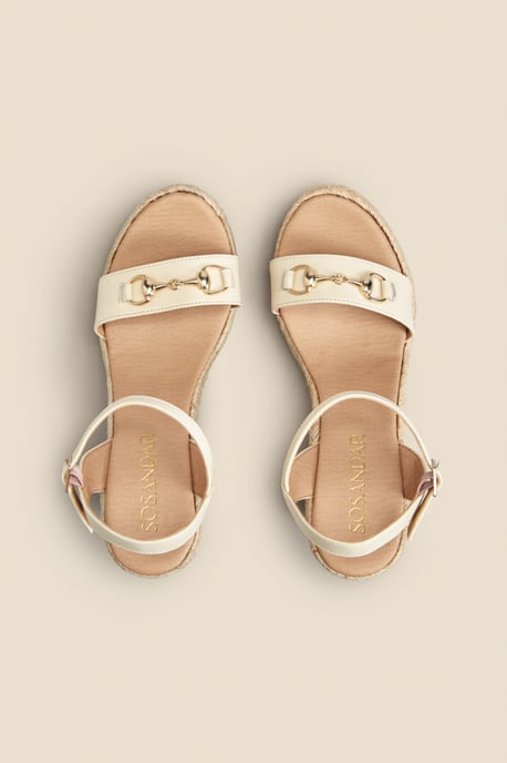 Carina Ivory Leather Snaffle Trim Wedge Espadrille - Image 3