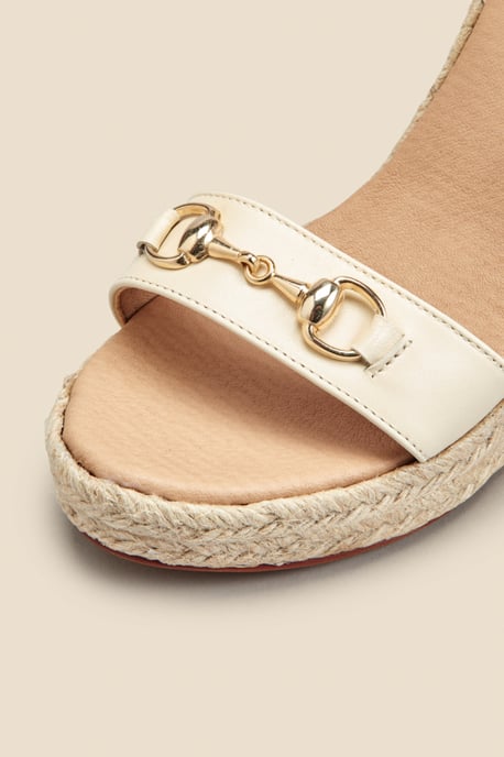 Carina Ivory Leather Snaffle Trim Wedge Espadrille - Image 4