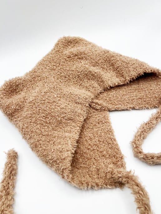 Beanie With Bear Ears In Beige - Image 3