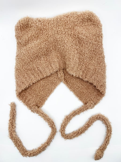 Beanie With Bear Ears In Beige - Image 4