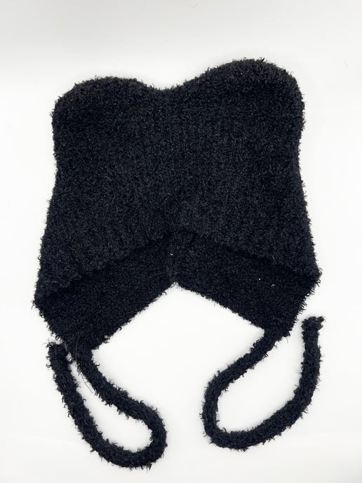 Beanie With Bear Ears In Black - Image 3