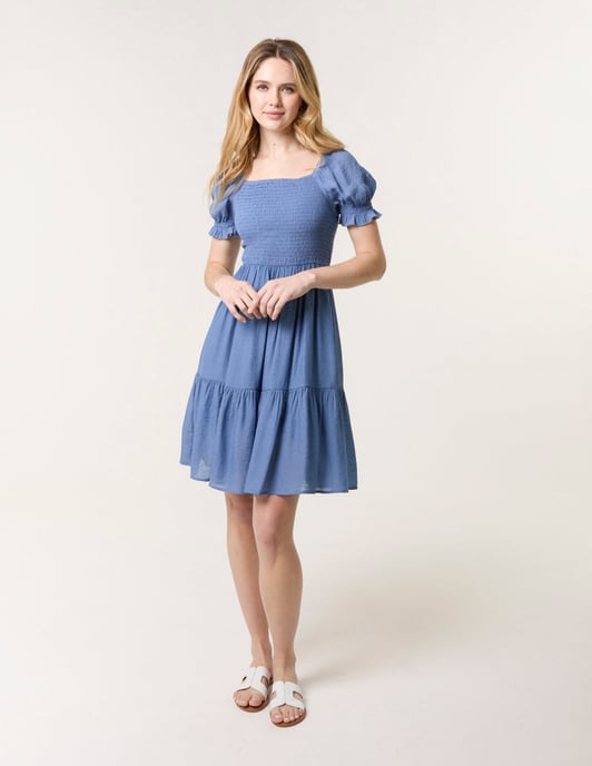 Shirred Puff Sleeve Mini Dress - Image 3
