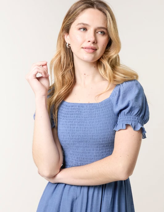 Shirred Puff Sleeve Mini Dress - Image 4