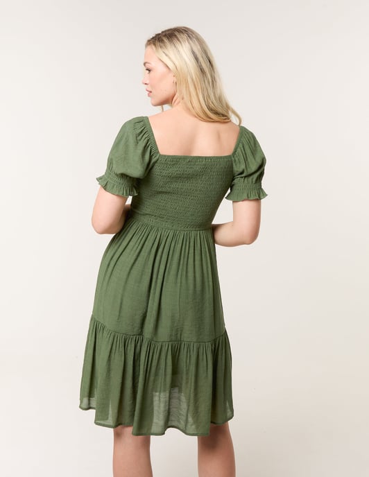 Shirred Puff Sleeve Mini Dress - Image 4